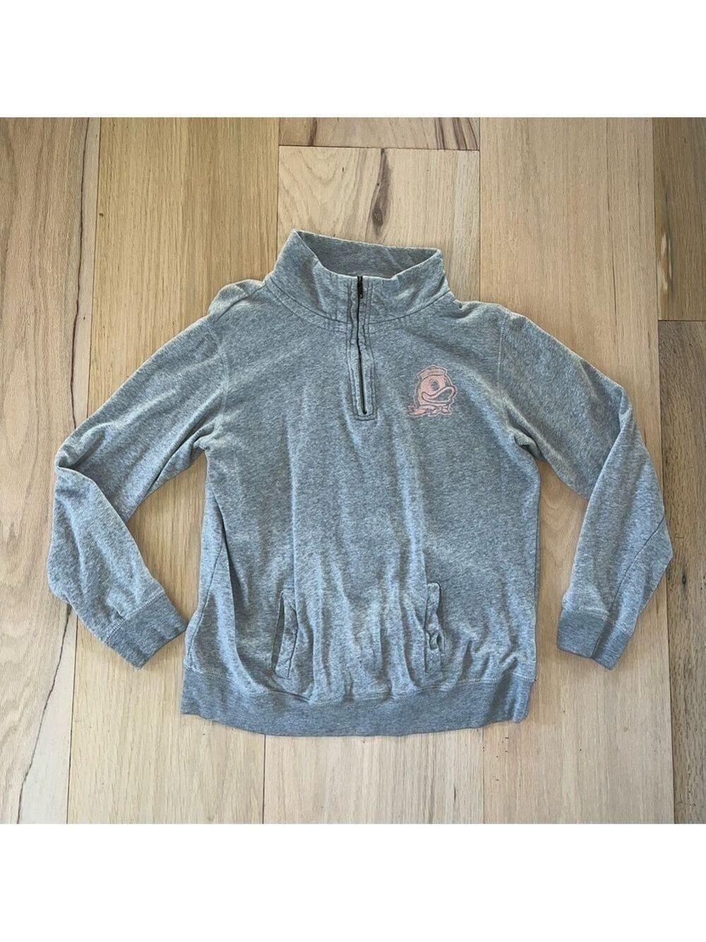 MV Sport Vintage University of Oregon Ducks Gray Quarter Zip Sweatshirt Size XL